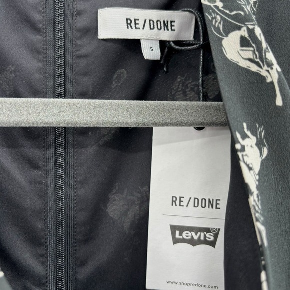 RE/DONE X Levi’s 60s Cowboy Necktie Equestrian Print Black Mini Dress Size Small - Picture 8 of 14